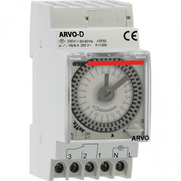 Χρονοδιακόπτης ράγας 12V DC ράγας με εφεδρεία ARVO-D12 VEMER – Antoniadis  Electro – Αντωνιάδης Ηλεκτρονικά